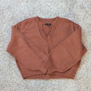 Papermoon V-Neck Sweater in Warm Rust